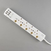 4位13A拖板6尺電源線 獨立開關 (5USBA + 1USBC) 6.2A USB 充電器
