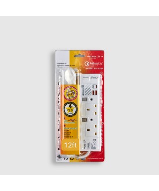 2位13A拖板12尺電源線 獨立開關 (2USBA + 1USBC) PD20W USB 充電器