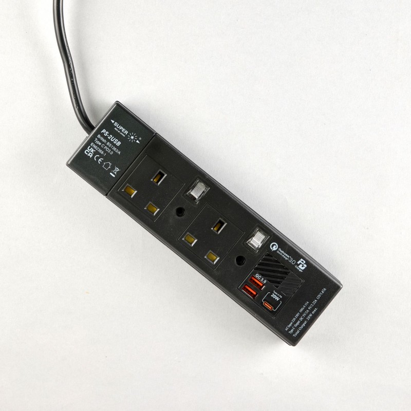 2位13A拖板6尺電源線 獨立開關 (2USBA + 1USBC) PD20W USB 充電器
