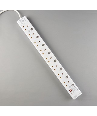 8位13A拖板12尺電源線 獨立開關 (2USBA + 1USBC) PD20W USB 充電器