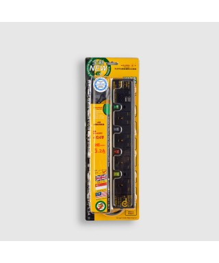 4位13A拖板12尺電源線 獨立開關 (2USBA + 1USBC) 3.2A USB 充電器