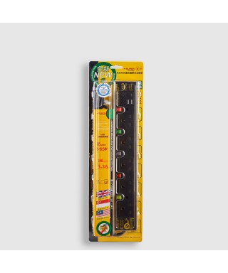 5位13A拖板12尺電源線 獨立開關 (2USBA + 1USBC) 3.2A USB 充電器