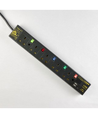 5位13A拖板12尺電源線 獨立開關 (2USBA + 1USBC) 3.2A USB 充電器